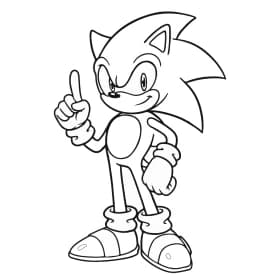 Desenho para Colorir do Sonic Clássico com Dedo Apontado