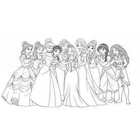 Desenhos para Colorir das Princesas Disney Juntas