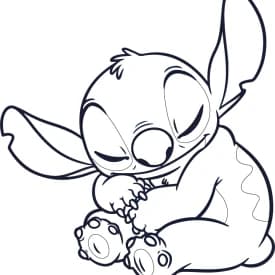 Desenhos para Colorir da Lilo com Sorvete e Stitch Engraçado Desenho para Colorir do Stitch Dormindo Tranquilamente