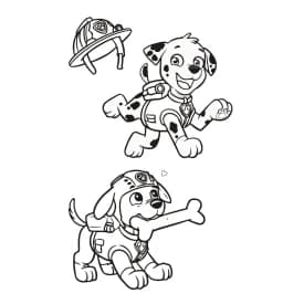 Desenho de Halloween da Patrulha Canina para Colorir Desenho da Patrulha Canina para Colorir - Marshall e Zuma em Cena Divertida