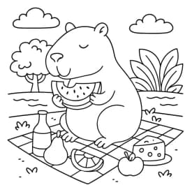 Capivara no Piquenique com Melancia