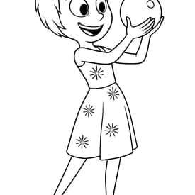 Desenho da Alegria Sentada para Colorir – Divertida Mente Desenho para Colorir Alegria com Esfera de Memória: Um Momento Especial