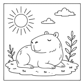 Capivara Dormindo ao Sol para Colorir