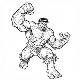 Hulk com o Punho Erguido em Ação para Colorir