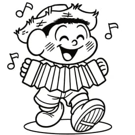 Crianças Vestidas de Caipira na Festa Junina – Desenho para Colorir Desenho de Menino Tocando Sanfona na Festa Junina
