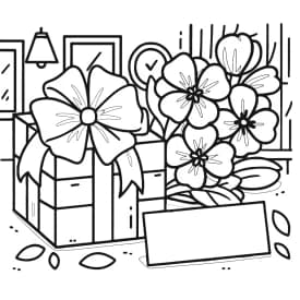 Presente e Flores para o Dia das Mães - Desenho para Colorir