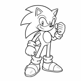 Desenho para Colorir do Sonic com Punho Levantado