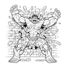 Desenho do Hulk Quebrando a Parede para Colorir