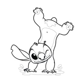 Desenho para Colorir da Lilo e Stitch de Mãos Dadas com Expressão Curiosa Desenho para Colorir do Stitch Fazendo Estrelinha Divertida