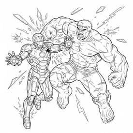 Desenho do Hulk vs Homem de Ferro para Colorir