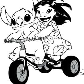Desenhos para Colorir do Stitch Bebê com Mamadeira e Lilo Aconchegada Desenhos para Colorir da Lilo e Stitch Andando de Triciclo