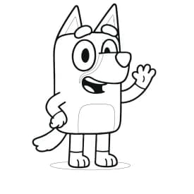 Bluey e Amigos para Colorir Bluey para Colorir: Desenho da Bluey Acenando com Alegria