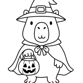 Capivara de Halloween para Colorir