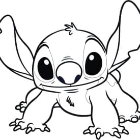 Desenhos para Colorir do Stitch e Angel Apaixonados Desenhos para Colorir do Stitch Engatinhando – Pose Divertida de Lilo & Stitch