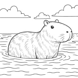 Capivara na Água para Colorir