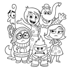 Desenho da Alegria Sentada para Colorir – Divertida Mente Desenho para Colorir Divertida Mente: Todos os Personagens Juntos