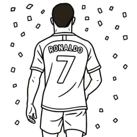 Desenho de Cristiano Ronaldo de costas com camisa 7