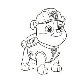 Desenho de Rubble com Trator da Patrulha Canina para Colorir Desenho da Patrulha Canina para Colorir - Rubble em Cena de Construção