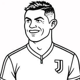 Cristiano Ronaldo de costas olhando para trás – arte para colorir Cristiano Ronaldo com camisa da Juventus – desenho para imprimir