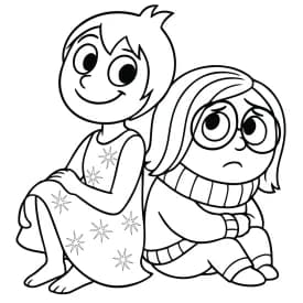 Desenho da Nojinho com os Braços Cruzados – Divertida Mente Desenho para Colorir Alegria e Tristeza Sentadas: Emoções Lado a Lado