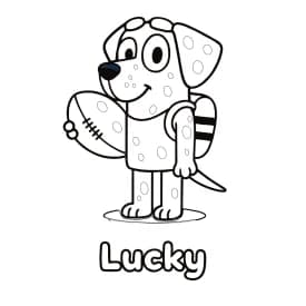 Bluey e Amigos para Colorir Lucky para Colorir: Desenho do Cachorrinho Atleta da Turma da Bluey