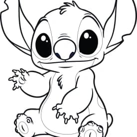 Desenhos para Colorir da Lilo e Stitch Andando de Triciclo Desenhos para Colorir do Stitch Sentado Acenando com Expressão Fofa