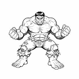 Hulk Agachado com Punhos Cerrados para Colorir