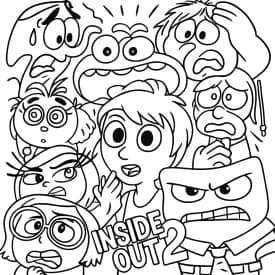 Desenho dos Personagens de Divertida Mente em Quadrinhos para Colorir Desenho para Colorir Divertida Mente 2 com Todos os Personagens