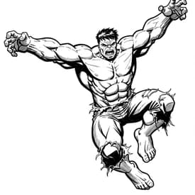 Desenho do Hulk Saltando com os Braços Abertos para Colorir