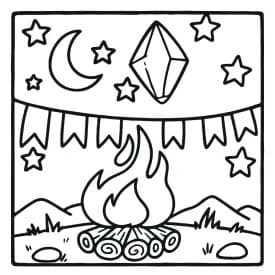 Fogueira na Festa Junina – Desenho para Colorir