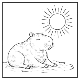 Capivara Meditando ao Sol para Colorir