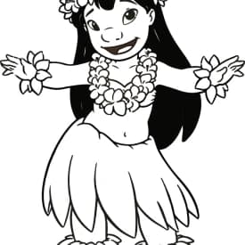 Desenhos para Colorir do Stitch com Pose de Atitude – Lilo & Stitch Desenhos para Colorir da Lilo Dançando Hula Havaiana