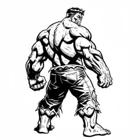 Desenho do Hulk de Costas com Expressão de Raiva para Colorir