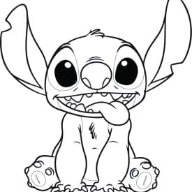 Desenhos para Colorir do Stitch com os Braços Cruzados e Cheio de Atitude Desenhos para Colorir do Stitch com Cara Engraçada e Língua de Fora