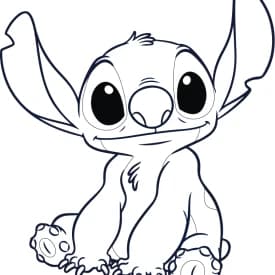 Desenhos para Colorir do Stitch Sentado com Sorriso Fofo