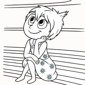 Desenho para Colorir da Alegria com Esfera de Memória – Divertida Mente Desenho da Alegria Sentada para Colorir – Divertida Mente