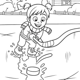 Desenho da Nojinho com os Braços Cruzados – Divertida Mente Desenho para Colorir Riley Patinando e Jogando Hóquei no Gelo