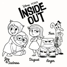 Desenho para Colorir Alegria e Tristeza no Console das Emoções Desenho para Colorir Divertida Mente com Nomes: Conheça as Emoções