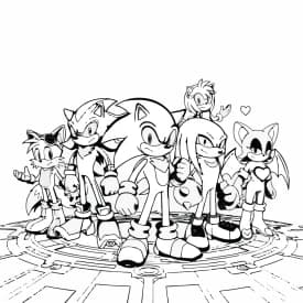 Desenho para Colorir da Turma do Sonic Completa