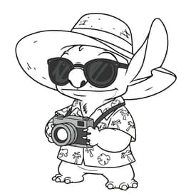 Desenhos para Colorir do Stitch Turista com Câmera
