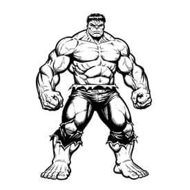 Desenho do Hulk em Pé com Expressão Séria para Colorir