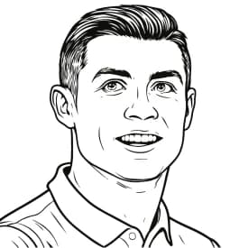 Retrato simples do Cristiano Ronaldo para colorir com detalhes faciais