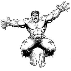 Desenho do Hulk Saltando com Fúria para Colorir