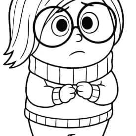 Desenho para Colorir Alegria, Tristeza e Bing Bong: Emoção e Imaginação Desenho da Tristeza em Cores: Sentir Também é Importante