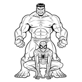 Desenho do Hulk e Homem-Aranha Juntos para Colorir