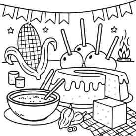 Comidas Típicas da Festa Junina – Desenho para Colorir