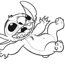 Desenhos para Colorir da Lilo e Stitch Dançando Hula Desenho para Colorir do Stitch Caindo com Expressão Divertida