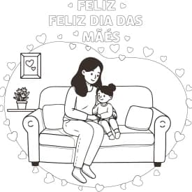 Dia das Mães - Momento Especial no Sofá para Colorir