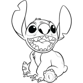 Desenho para Colorir da Lilo Fazendo o Stitch Sorrir à Força Desenho para Colorir do Stitch Dando Gargalhada Sentado