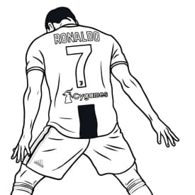 Cristiano Ronaldo com uniforme da Juventus – pose dinâmica para colorir